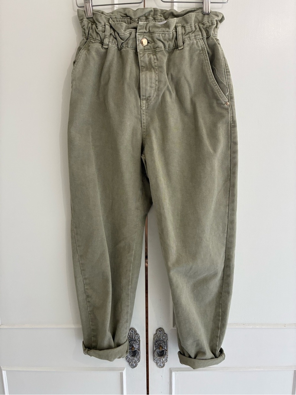 Zara Olive paperbag jeans